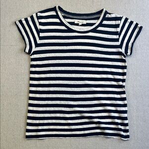 Madewell Navy White Stripe Tee XS 100% Cotton Short Sleeve